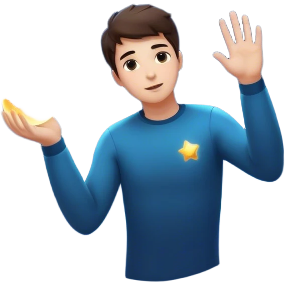 A young man floats in space, touching a particle that glows and expands, shaping the universe around him. Each touch creates new light, symbolizing how his choices build his own reality. emoji