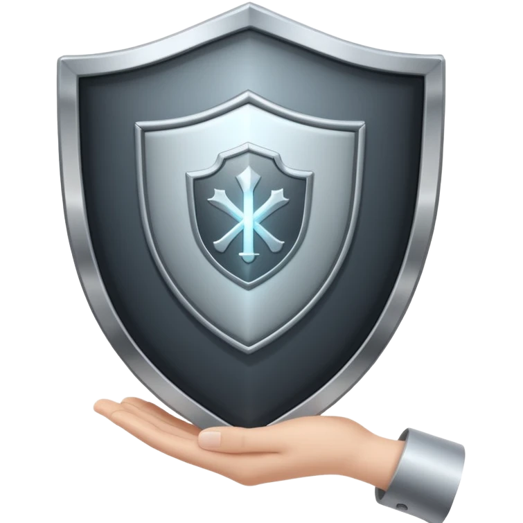 hand holding a tablet with a shield symbol emoji