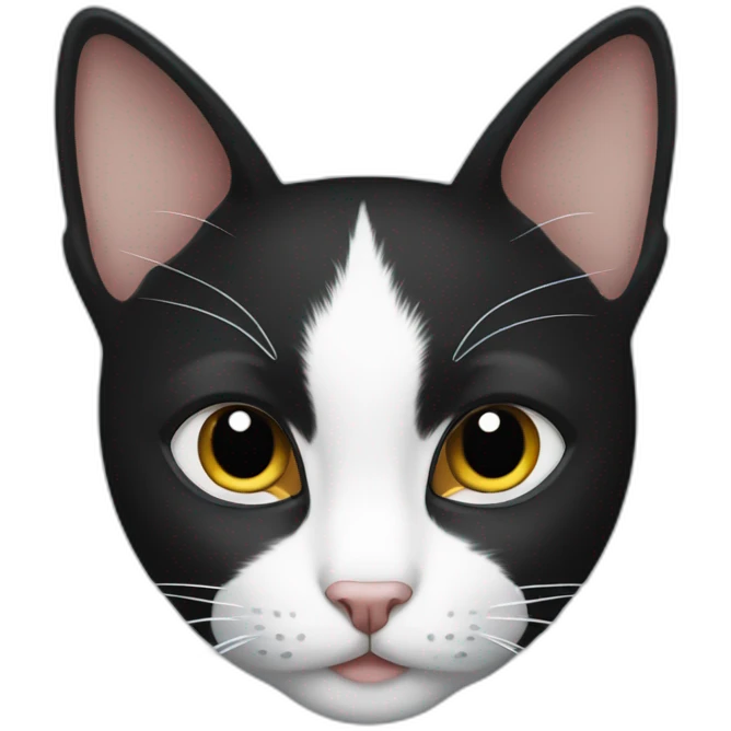 Black and white cat with mini ears emoji