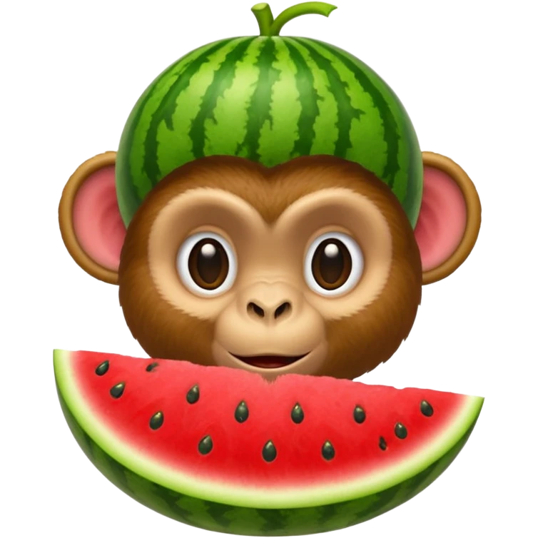 monkey holding a watermelon on top of its head emoji
