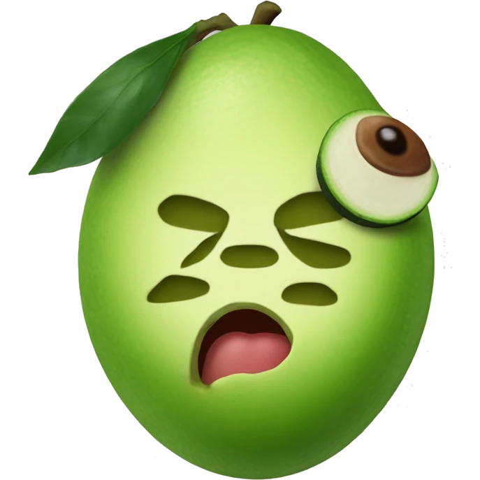 Aguacate con ojos y labios aumentados emoji