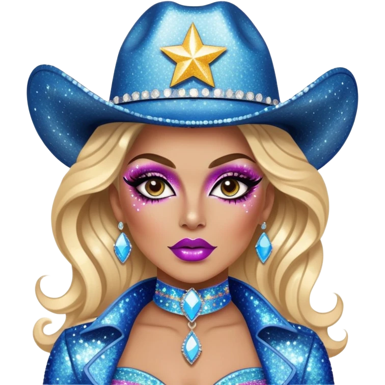 cowboy drag queen glitter sparkles babe girl makeup diva brat emoji