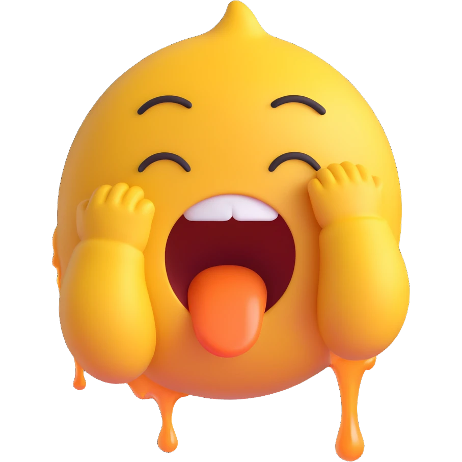 funny emoji of a character crying, dying, and puking dramatically to signify distress, exaggerated expression, cartoon style emoji