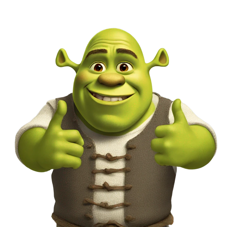 Shrek making heart hands emoji