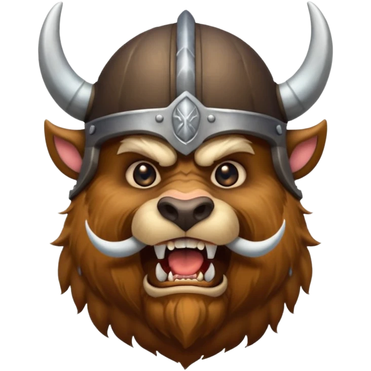 Viking Bear wearing horned helmet growling emoji