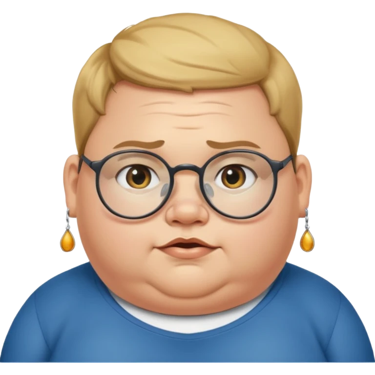 obese boy with spectacles and earring emoji