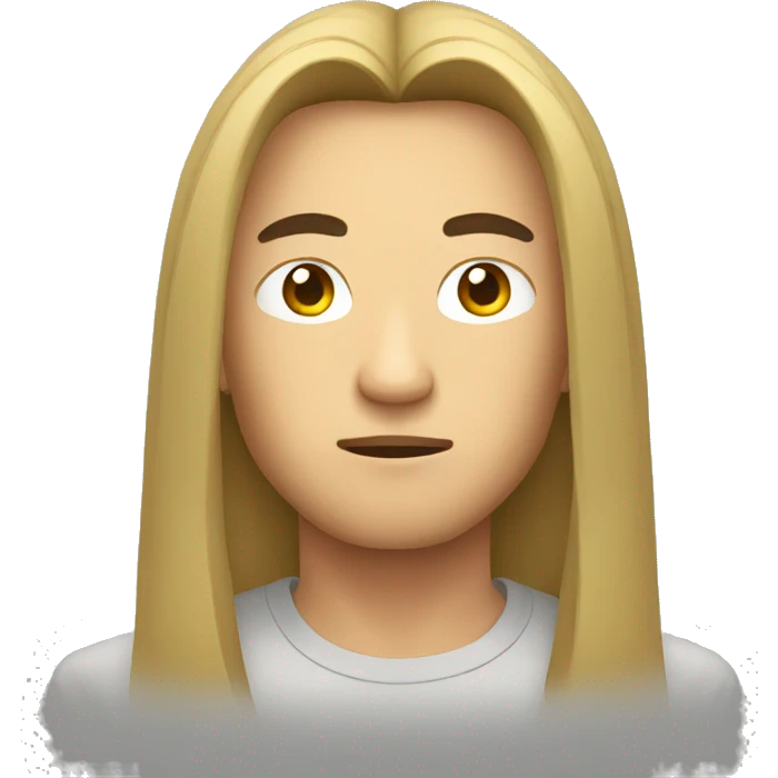 asian guy with long hair serious face emoji