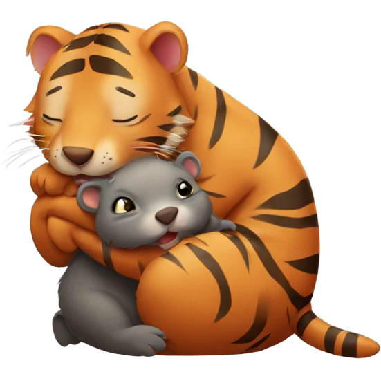 Tiger hugging wombat emoji