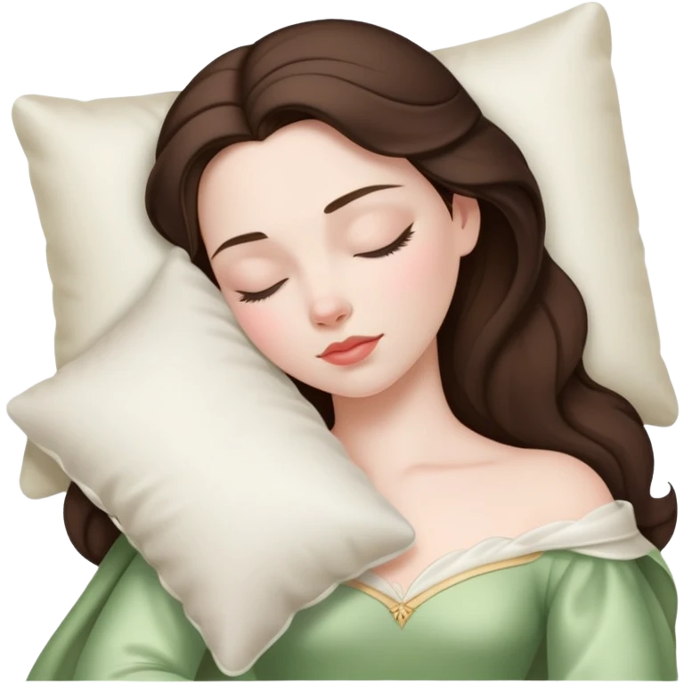 sleeping beauty brunette white girl with a silk pillow emoji