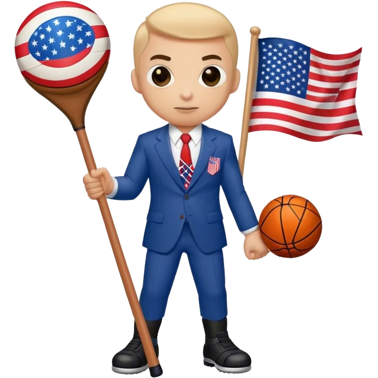 Spider-Man with an American flag a hockey stick and a basketball emoji