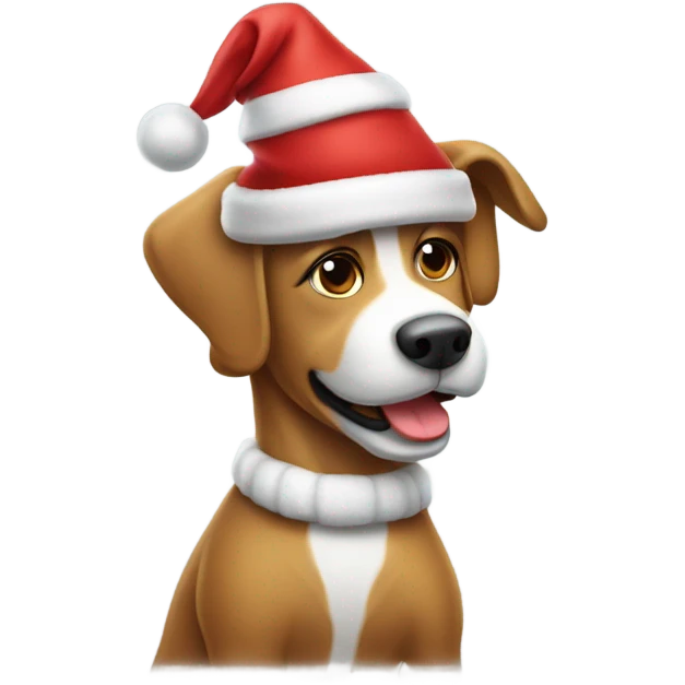 Un perrito con un gorro de navidad emoji