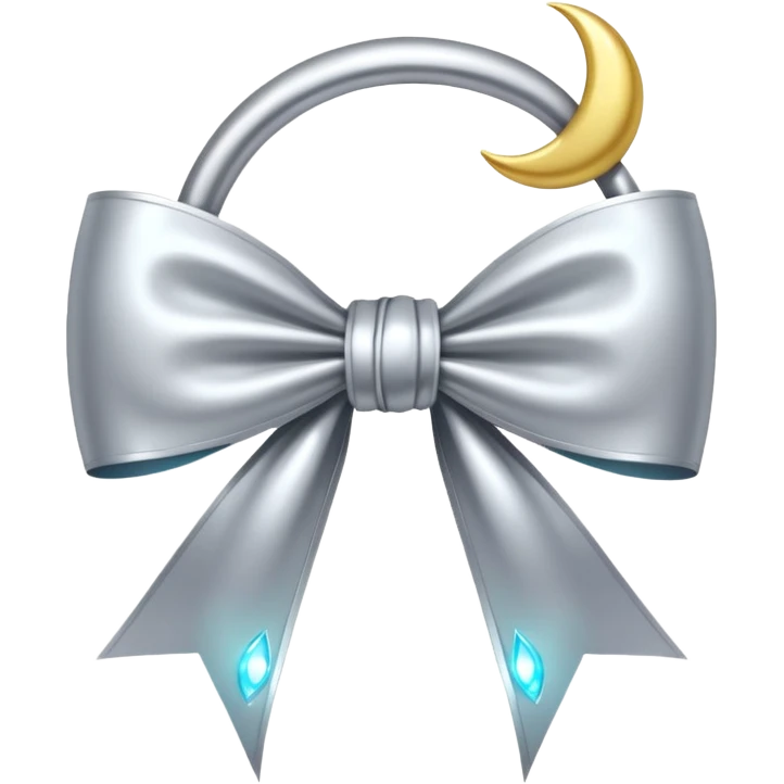 Elegant silver bow with glowing string, crescent-moon motifs. emoji
