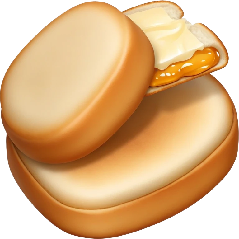Fried mantou golden crispy bun with condensed milk, simplified emoji style with bold outlines and bright colors, cartoon style Chinese deep fried bread emoji