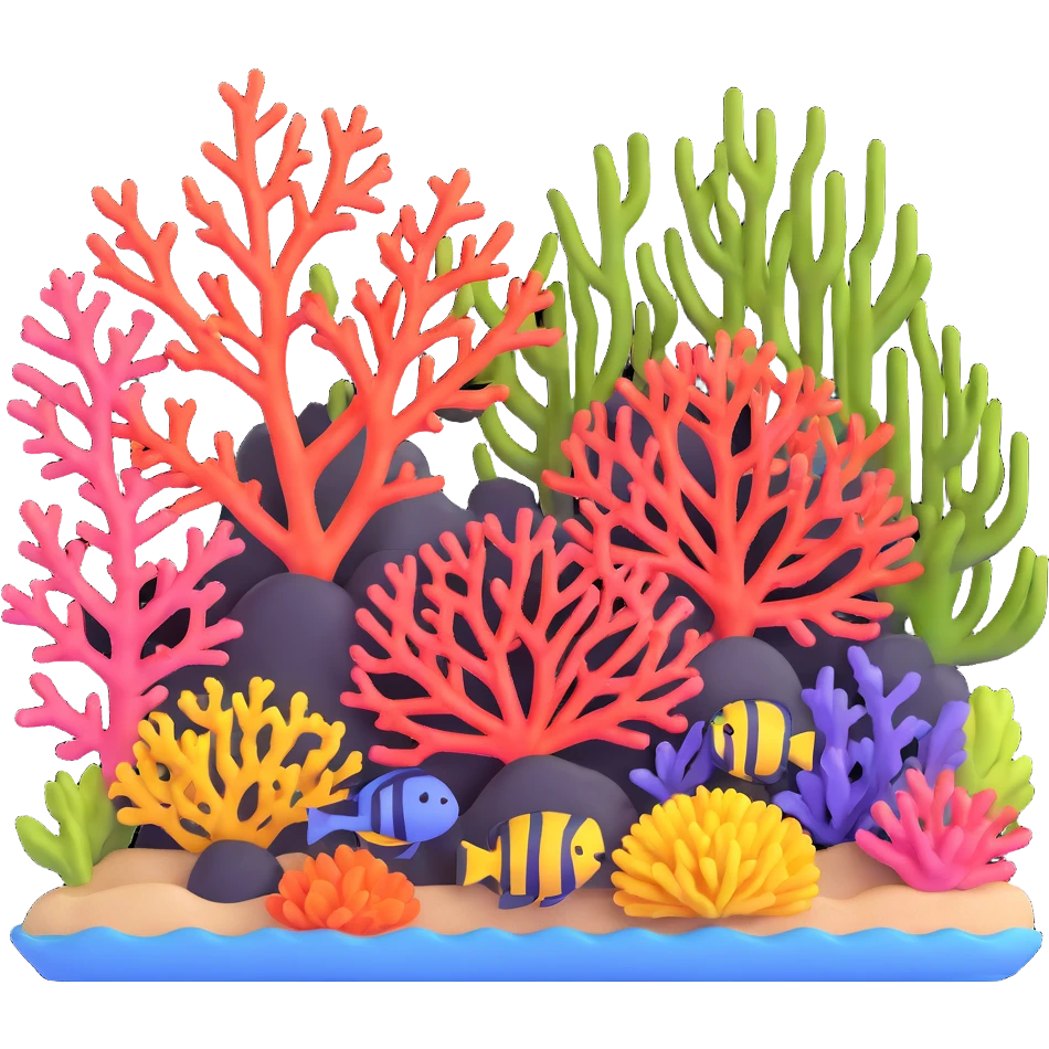 coral reef with colorful corals and sea plants emoji