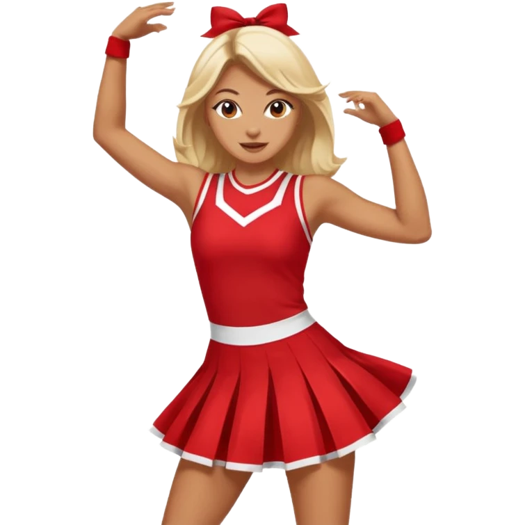 red cheer leader dress, dancing emoji