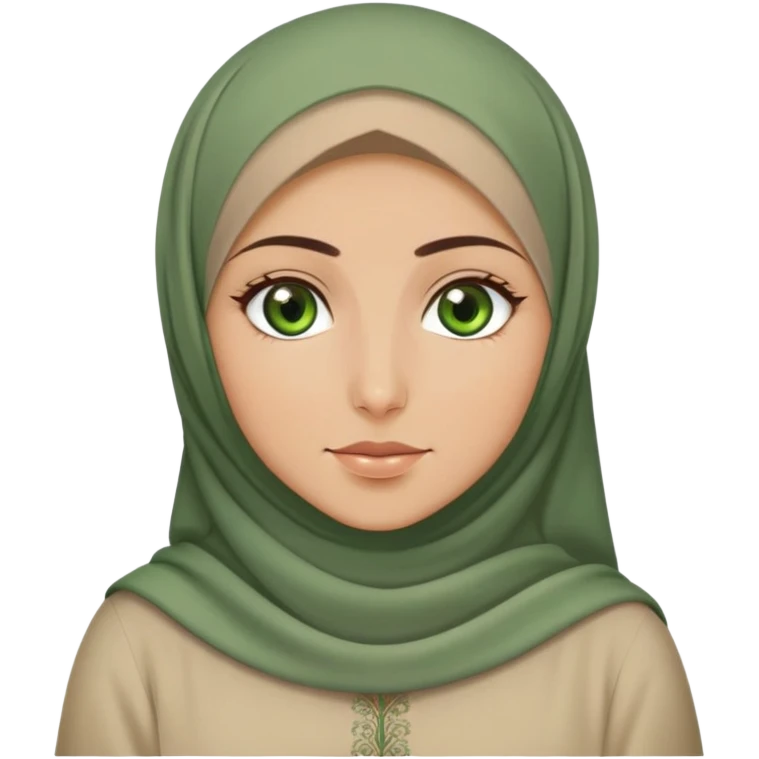 Turkish beautiful finish Konya girl green eyes with beige hijab islamic dress and with good night background emoji