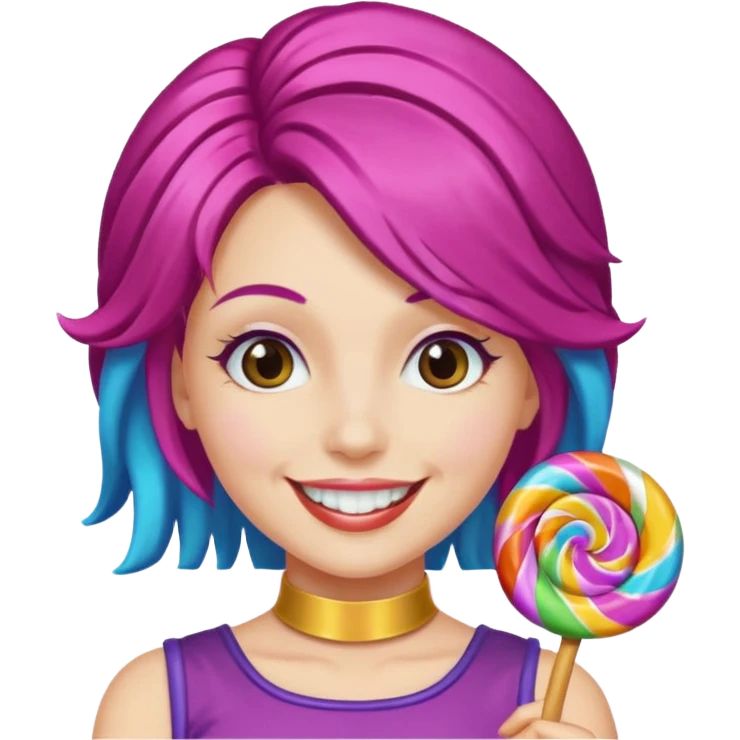 colorful hair woman with candy costume emoji