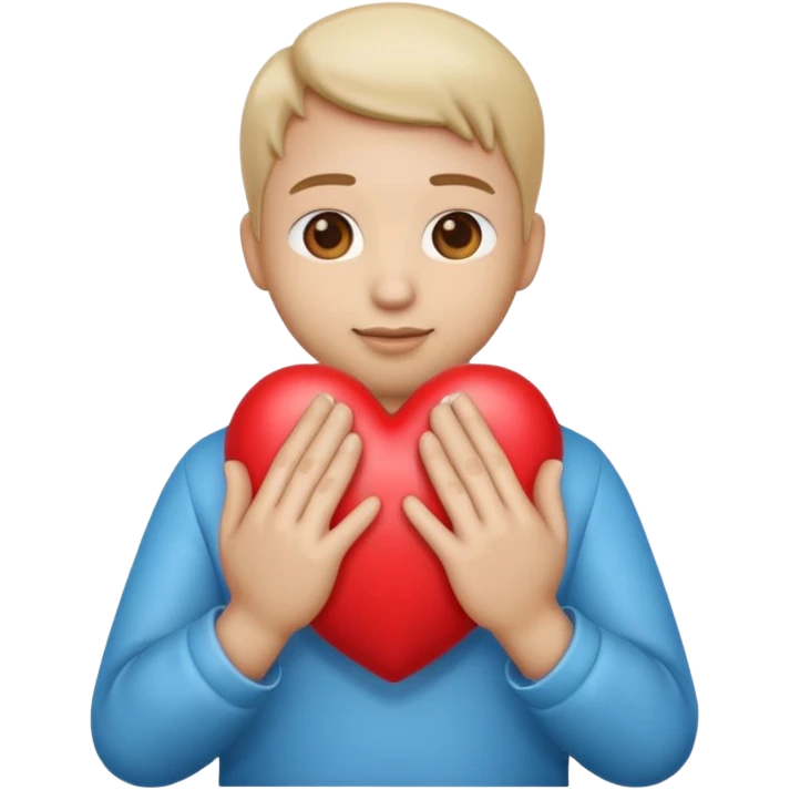 Single emoji combining praying hands and a red heart, hands holding or framing the heart, modern Apple iOS emoji style, glossy 3D, soft gradients, centered, transparent background. emoji