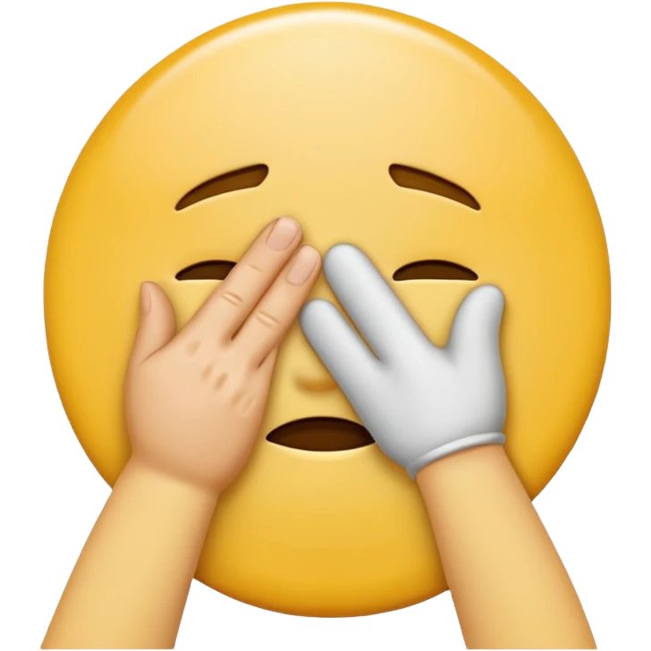 Disappointed yellow circle emoji with hand on its face like slapping its forehead  emoji