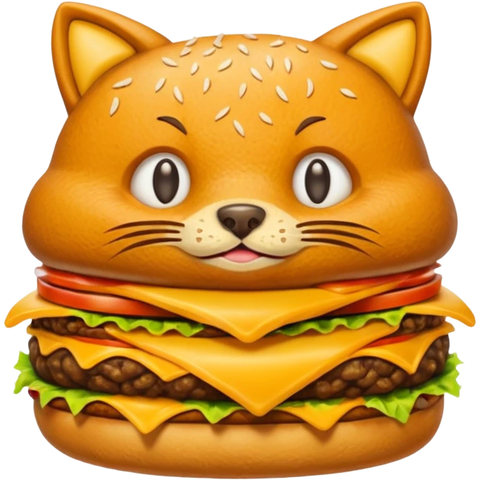 Bottomless bear poop shaped into a cat that eats rats that is also a cheeseburger emoji
