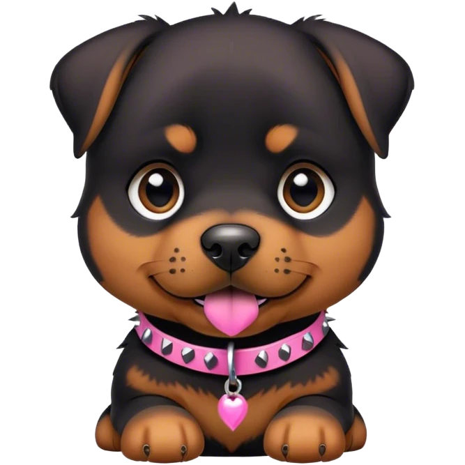 Rottweiler puppy with pink spiked collar emoji