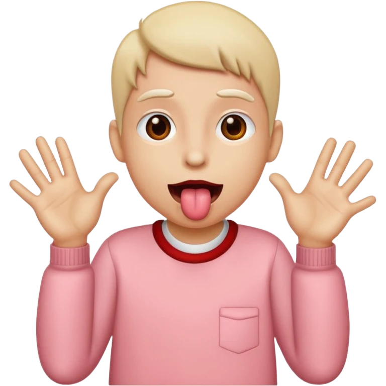 Tongue out with hands to the side  emoji