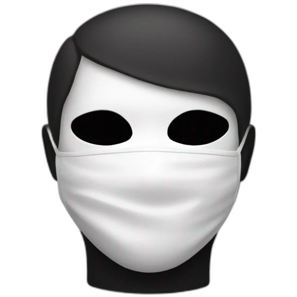 A white figure with a black mask emoji