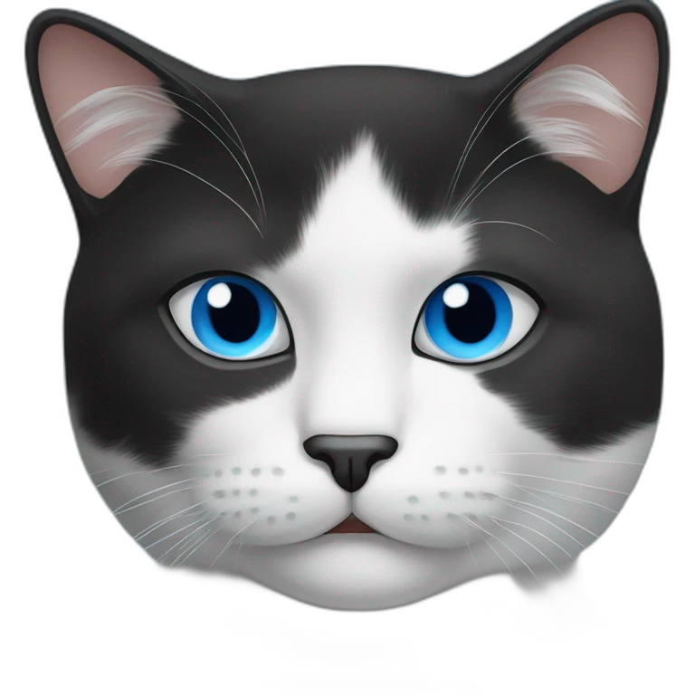 black and white cat with funny moustace and blue eyes like charlie chaplin emoji