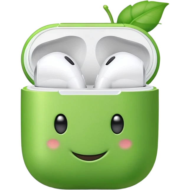 cute green pea wearing airpods emoji