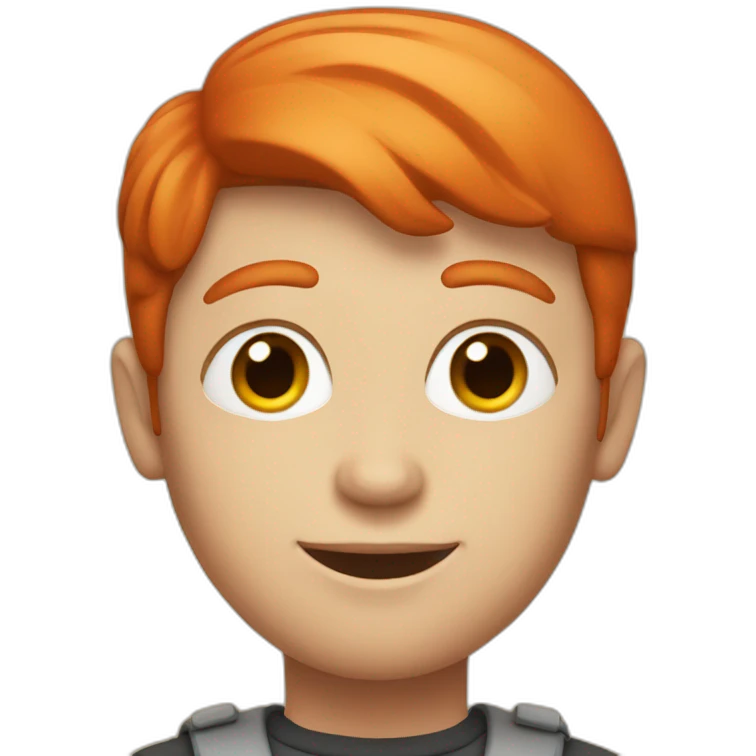 a red head boy with a mac emoji