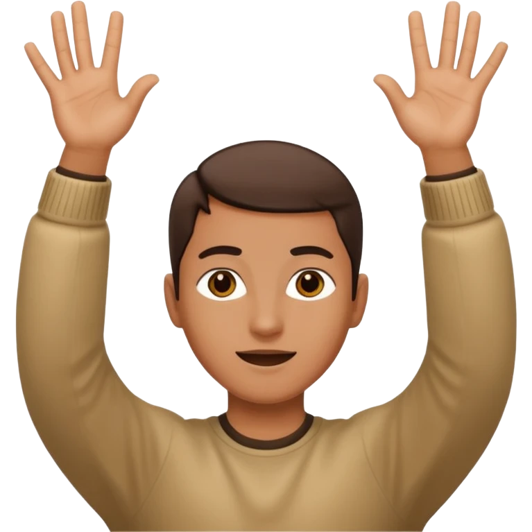 A person with their hands up and 6-7 above their head emoji