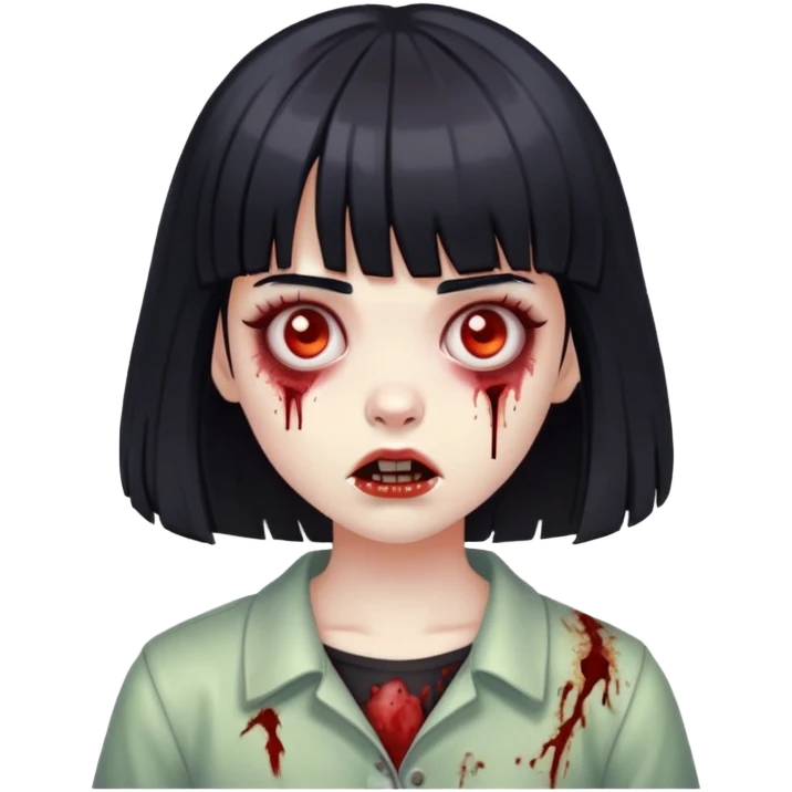 a black haired zombie girl with bangs emoji