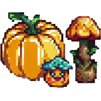 heart with a mushroom on one side and a pumpkin on the other emoji