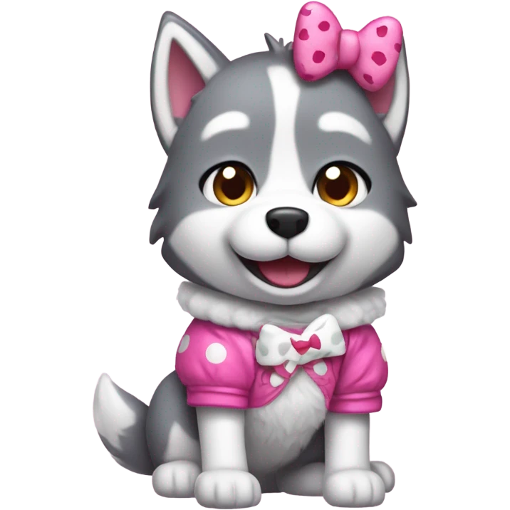 Husky wearing a hello kitty outfit  emoji