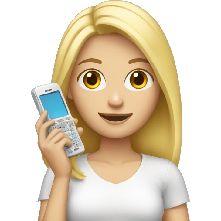 blonde holding a phone in her hands emoji