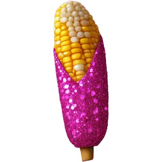 Hot pink corn on the Cobb with glitter  emoji