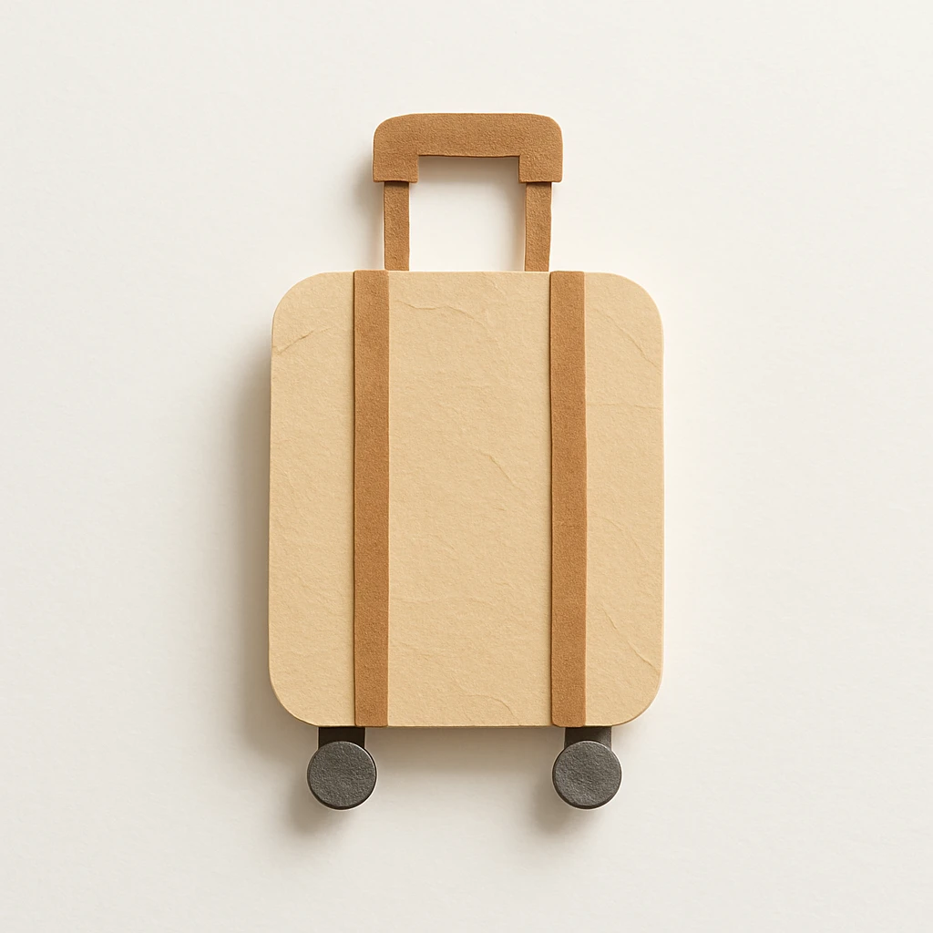 beige and tan suitcase on wheels emoji