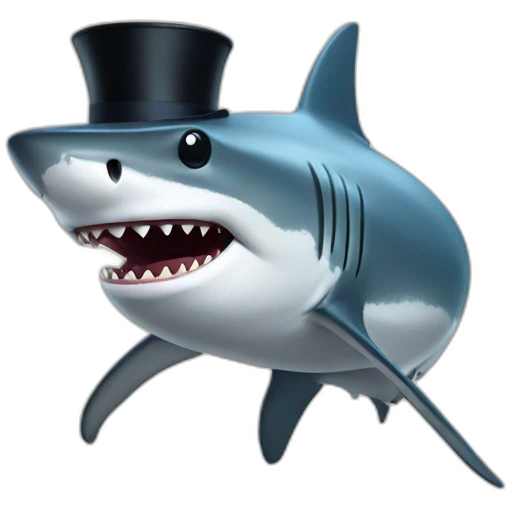 Shark with a top hat emoji