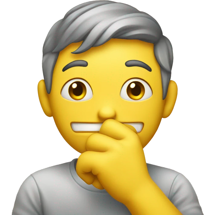 yellow cartoon smiley hand holding chin emoji