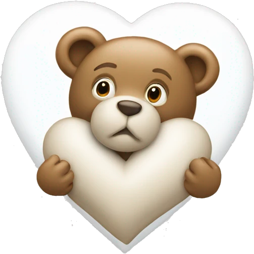 white heart with teddy bear  emoji