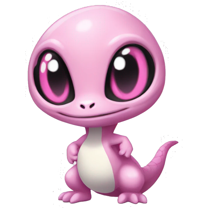 White, Shiny, Chibi, White, Pink eyes, Anthro-Sona-Lizard-Alien-Salazzle-Fakémon, Full Body emoji