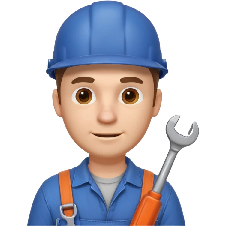 mechanic man portrait, head and shoulders only, wearing work overalls, holding a wrench, slight grease marks on face, confident friendly expression, garage workshop vibe, 3D cartoon style, mobile game icon style, clean background, no text, no watermark
  emoji