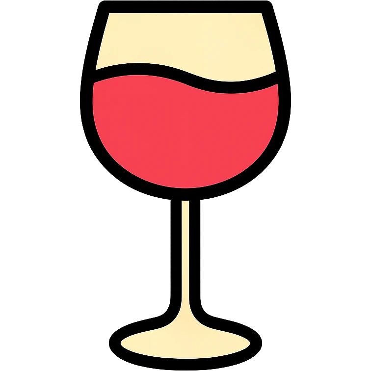 A wine glass in color icon style, minimal details, bold lines, clear shape, modern icon design emoji