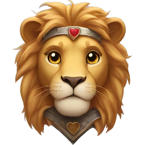 lion paladin in love, hearts in his eyes emoji