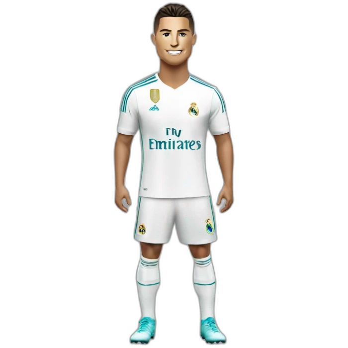 Ronaldo with real madrid shirt with a mask emoji