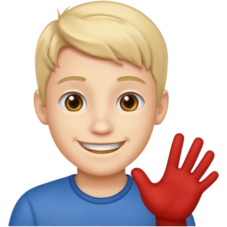 Male boy saying hi emoji