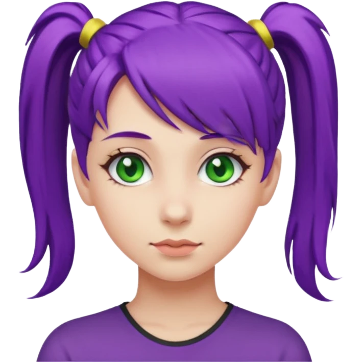 Girl with purple hair with a ponytail  emoji