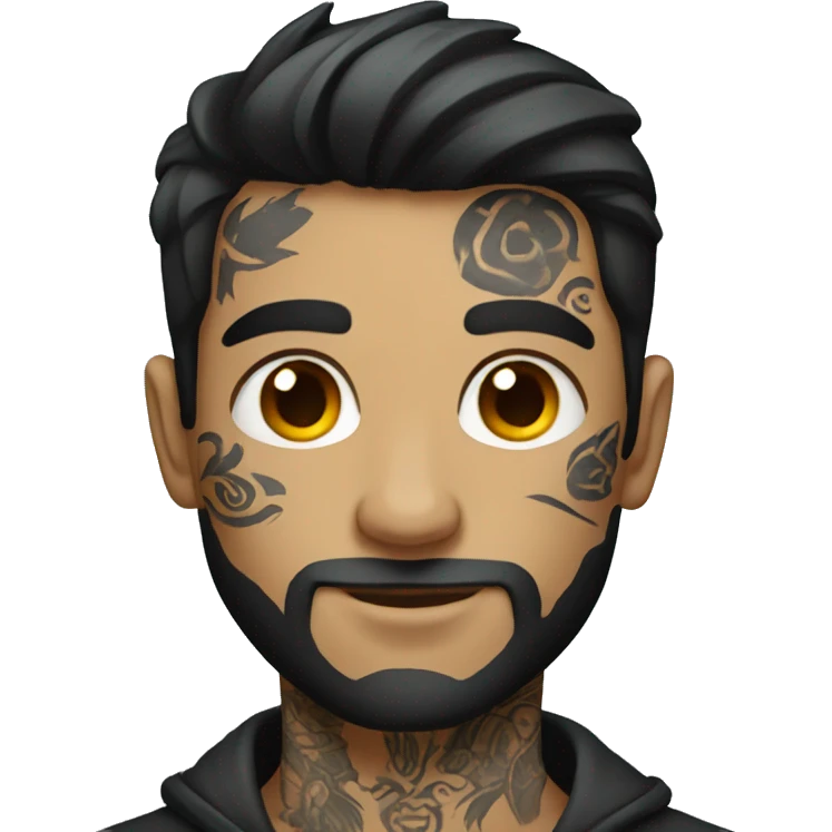 Tattooed guy with dark hair emoji