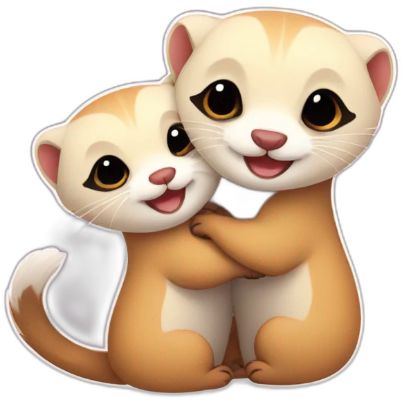Cute ferrets hugging each others  emoji