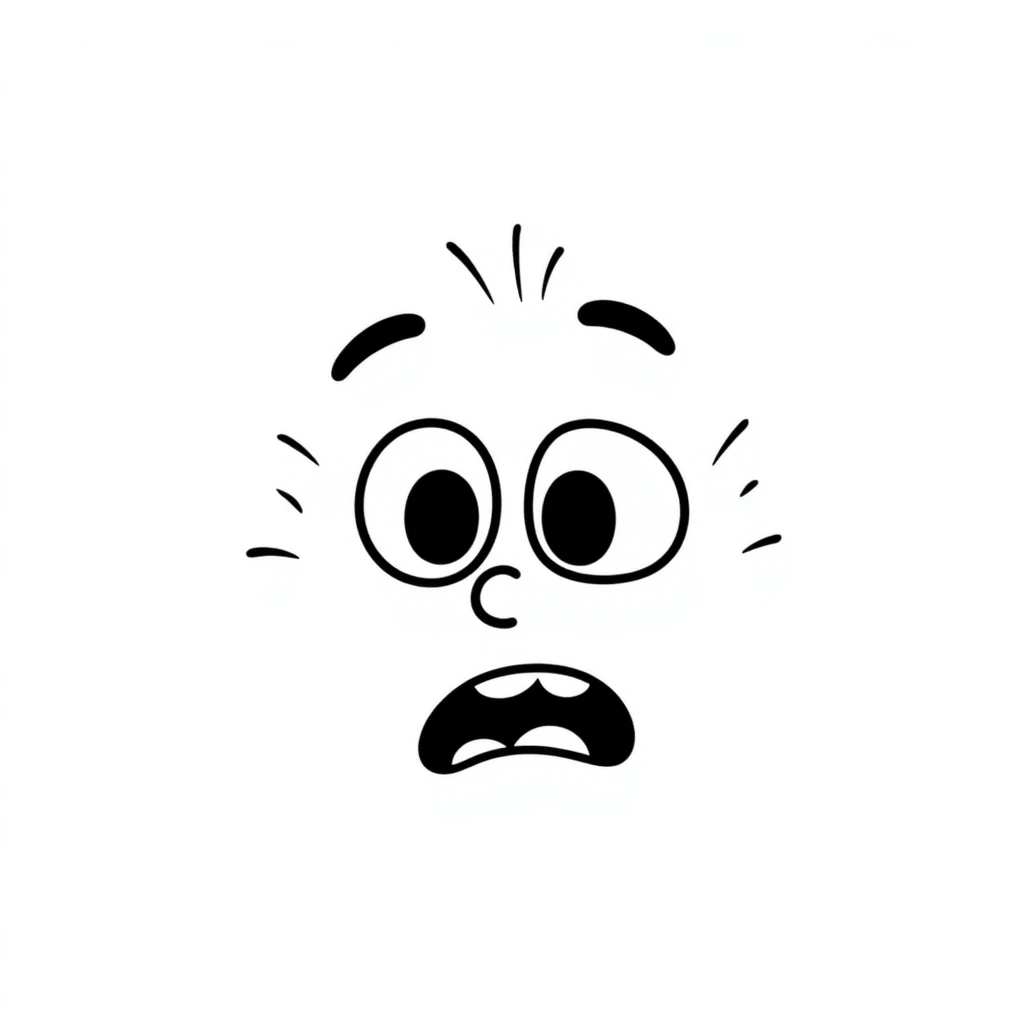 surprised and disgusted face in hand drawn doodle style emoji